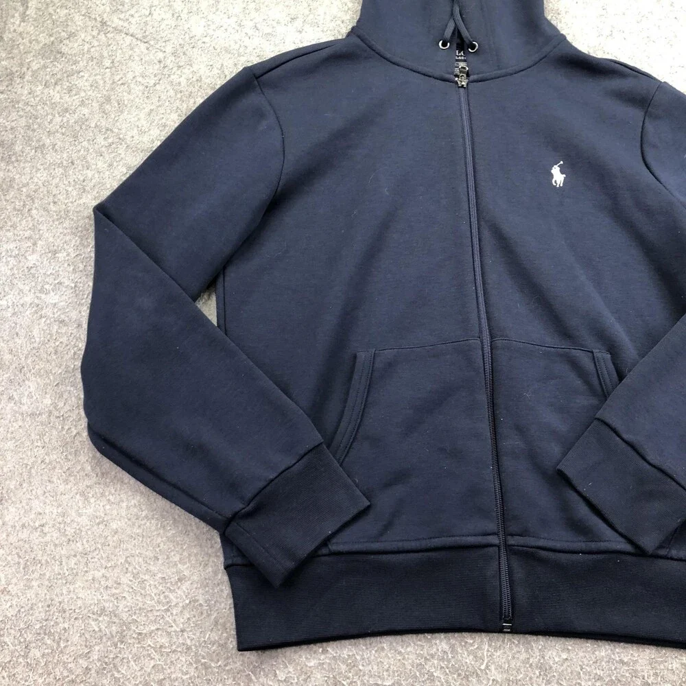 Polo Ralph Lauren Hoodie Mens Small Blue Full Zip Knit Sweatshirt Pony Logo